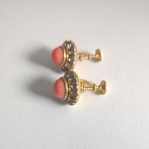 Elegant GOLD and SALMON Pink Earrings